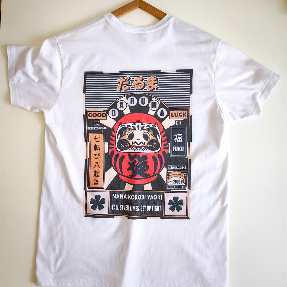 tshirt daruma vue de dos, grand motif daruma