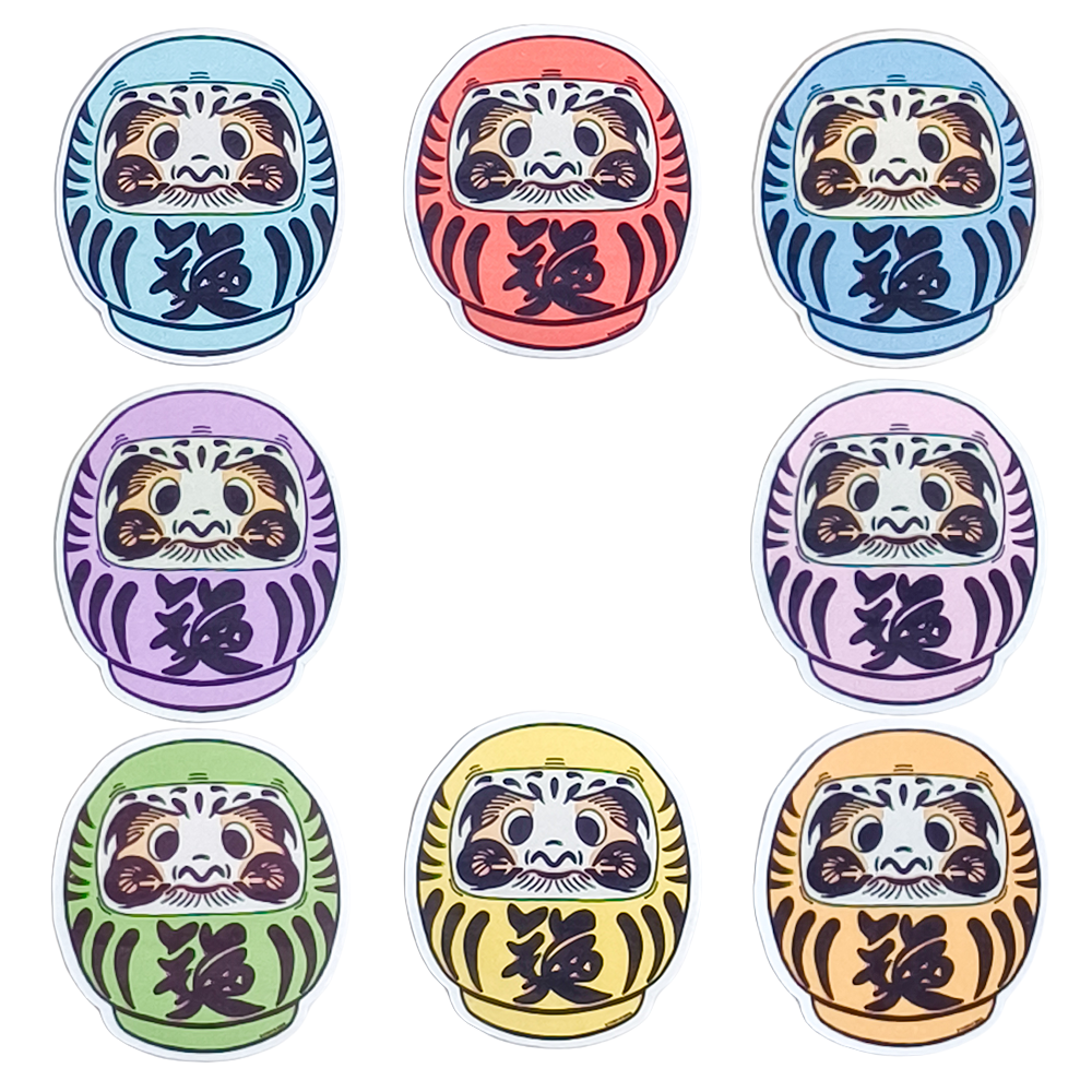 Stickers daruma dans toutes les couleurs